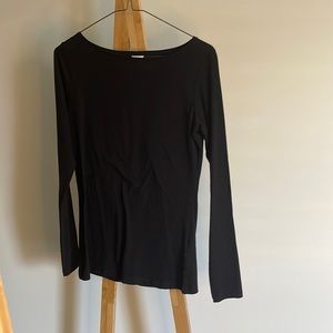 Black Boatneck Long Sleeve Tee